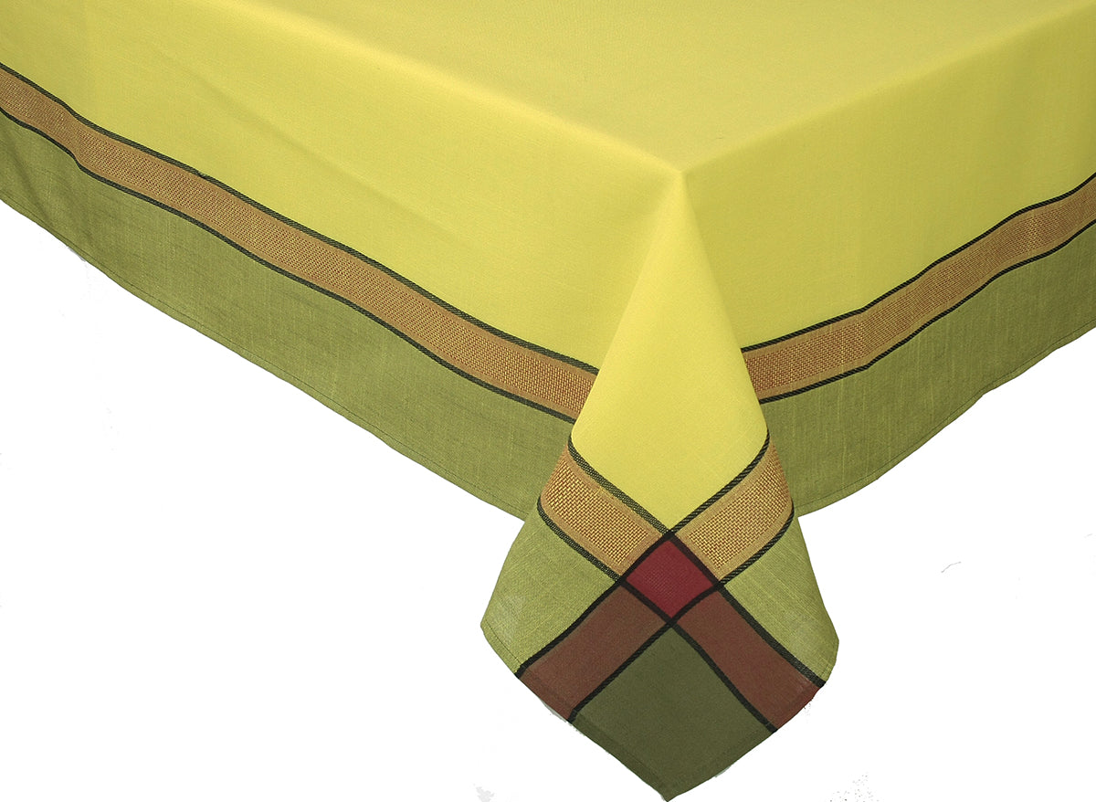Xia Home Fashions Woven Border Tablecloth 60x60 Inch Celery