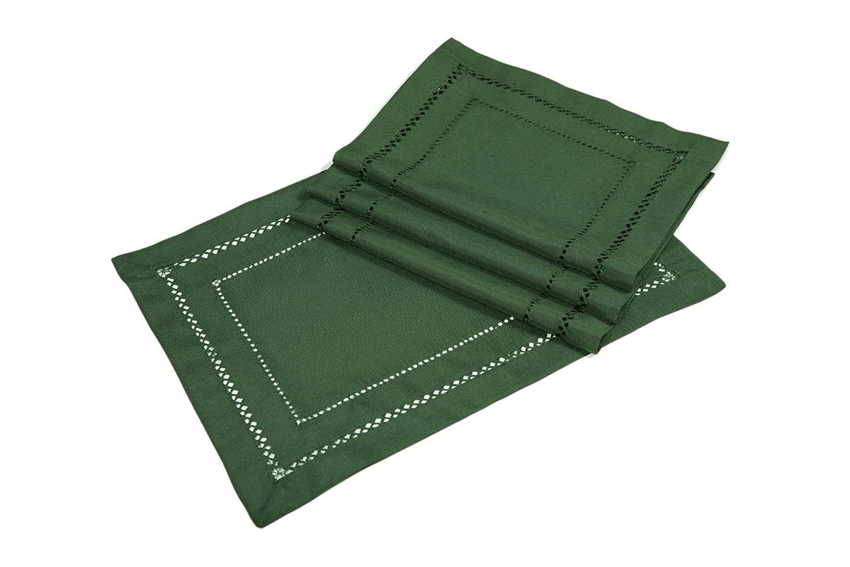 Xia Home Fashions Double Hemstitch Placemats 13x19 Inch Red Set of 4