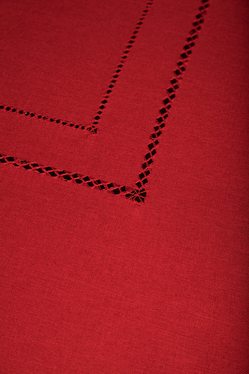 Xia Home Fashions Double Hemstitch Tablecloth 60x84 Inch Red