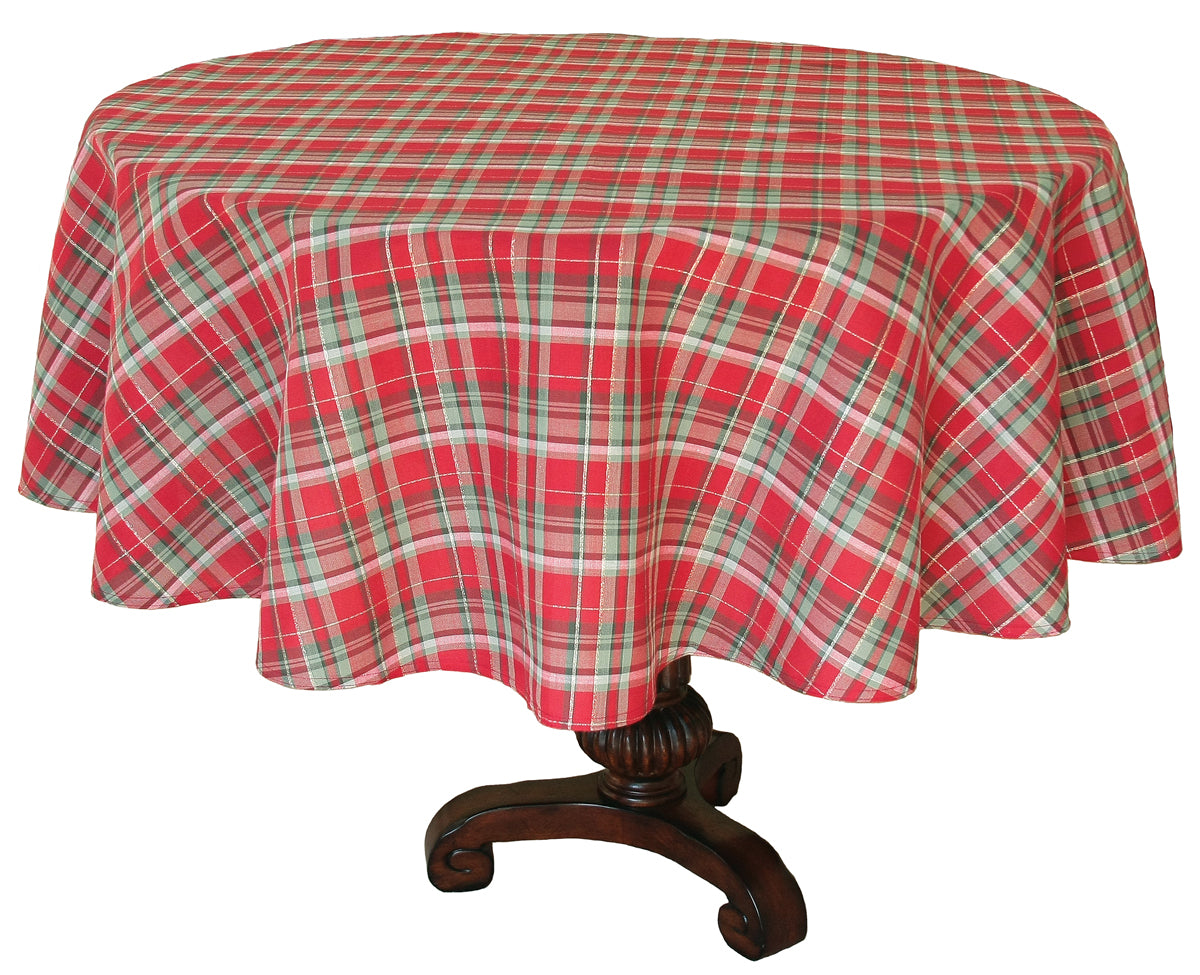 XD111618 Holiday Tartan Tablecloth 60x84 Red Poliviscose
