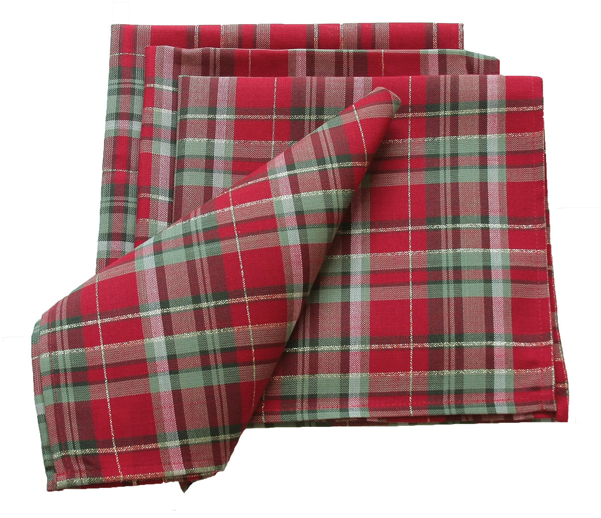 XD111618 Holiday Tartan Napkins Set of 4 20x20 Red Poliviscose