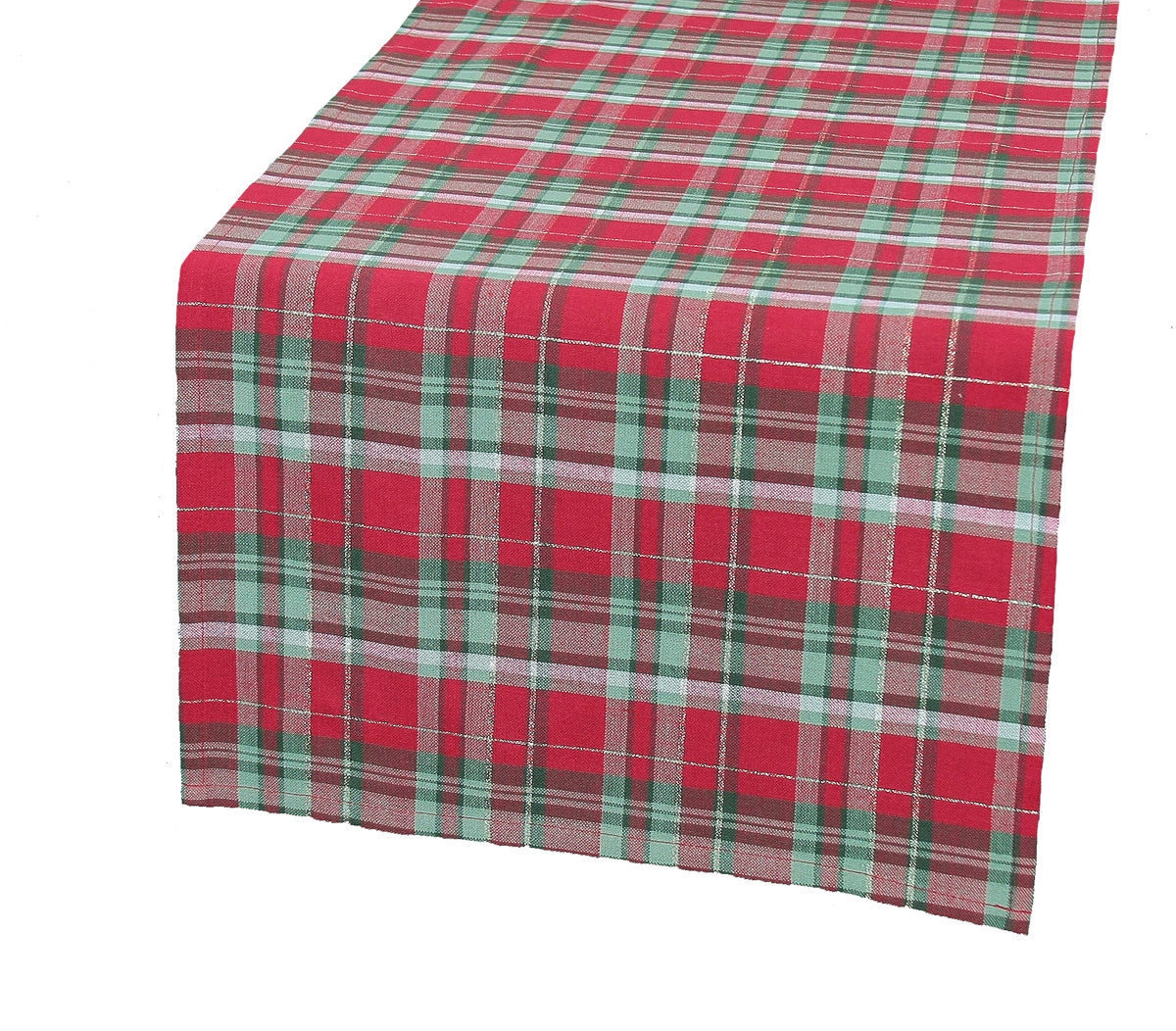 XD111618 Holiday Tartan Table Runner 15x54 Red Poliviscose