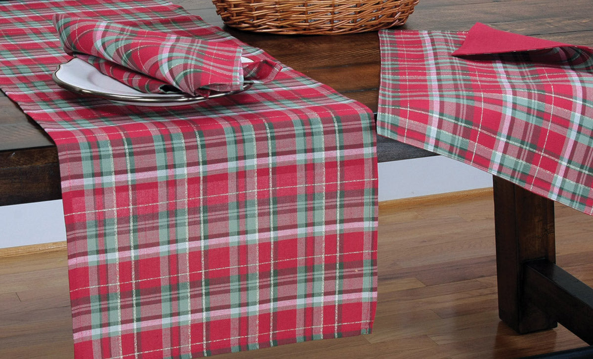 XD111618 Holiday Tartan Napkins Set of 4 20x20 Red Poliviscose