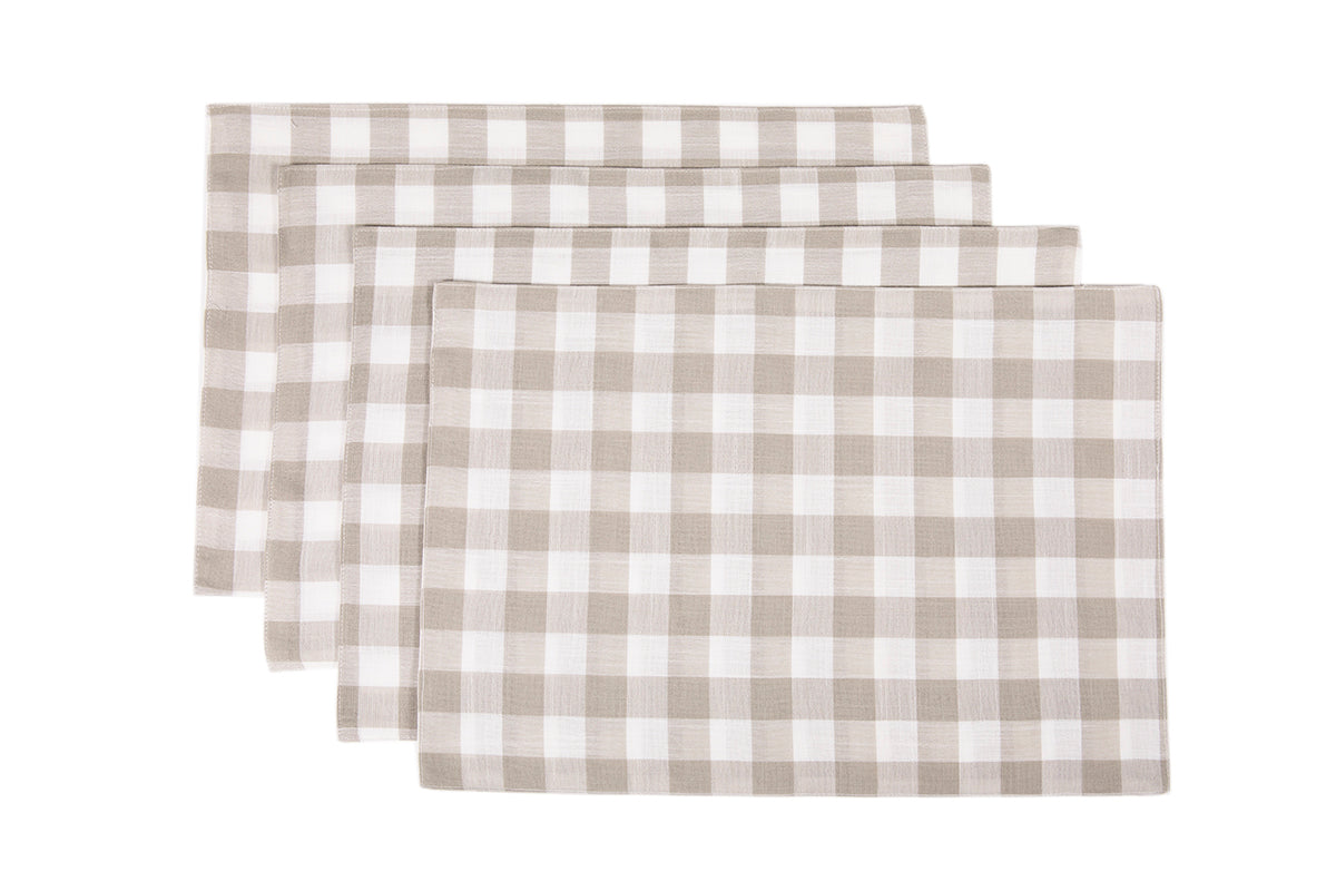 XD12008 Gingham Check Placemats, 13"x19", Set of 4
