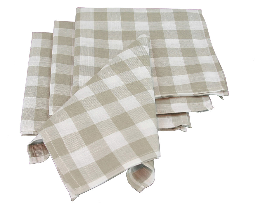 XD12008 Gingham Check Napkins, 20"x20",Set of 4