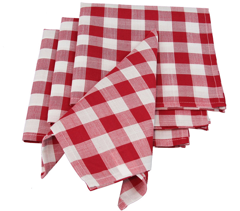 XD12008 Gingham Check Napkins, 20"x20",Set of 4