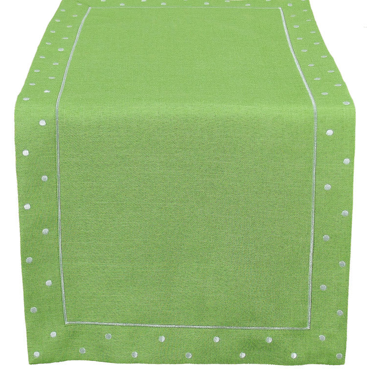 Xia Home Fashions Polka Dot Table Runner 16x36 Inch Chambray