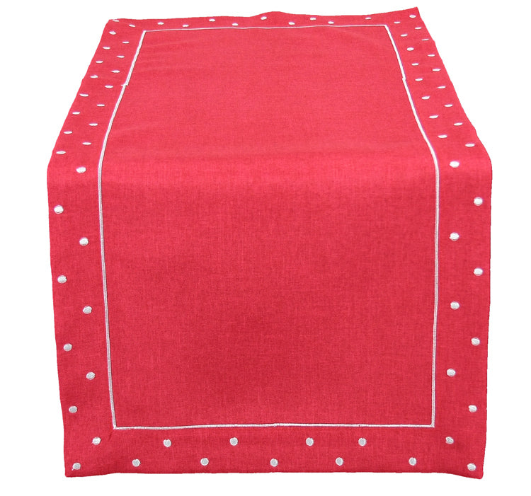 Xia Home Fashions Polka Dot Table Runner 16x36 Inch Chambray