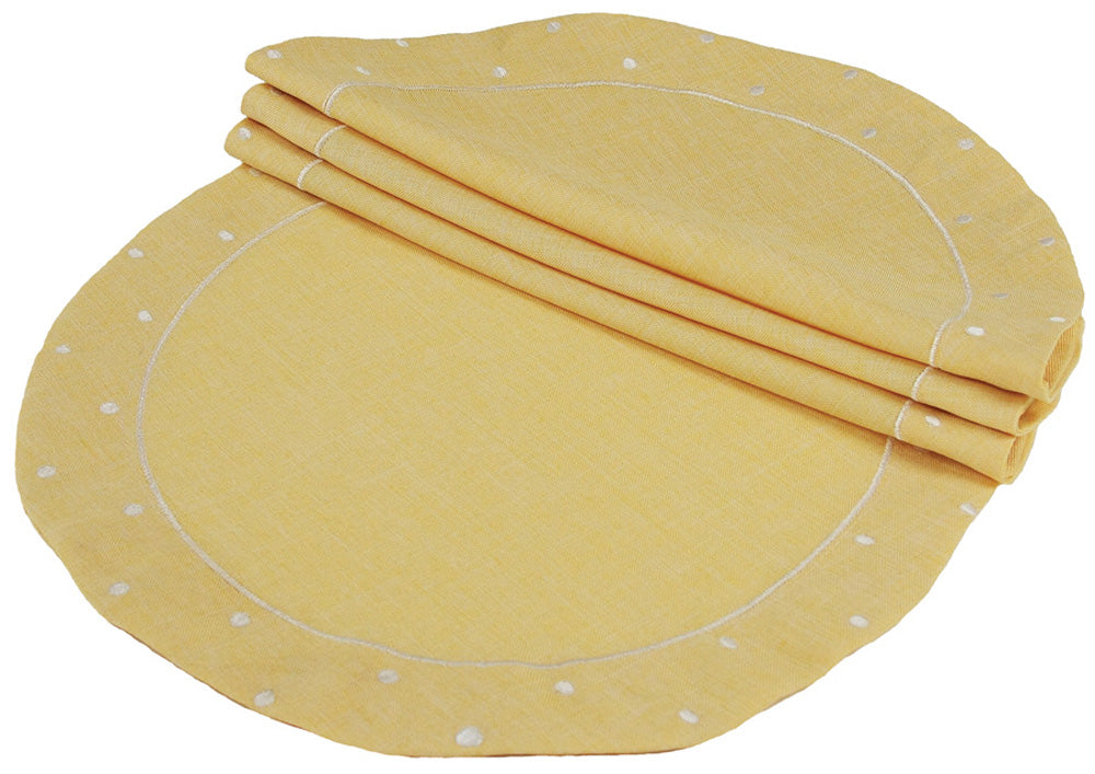 Xia Home Fashions Polka Dot Doilies / Placemats Set of 4 16 Inch Round Chambray