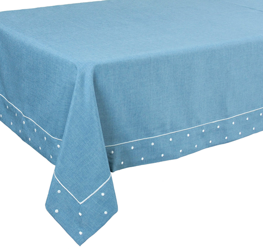 Xia Home Fashions Polka Dot Tablecloth 60x60 Inch Chambray