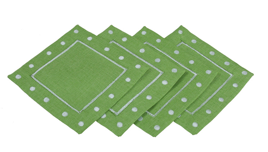 Xia Home Fashions Polka Dot Coasters Set of 4 6x6 Inch Chambray