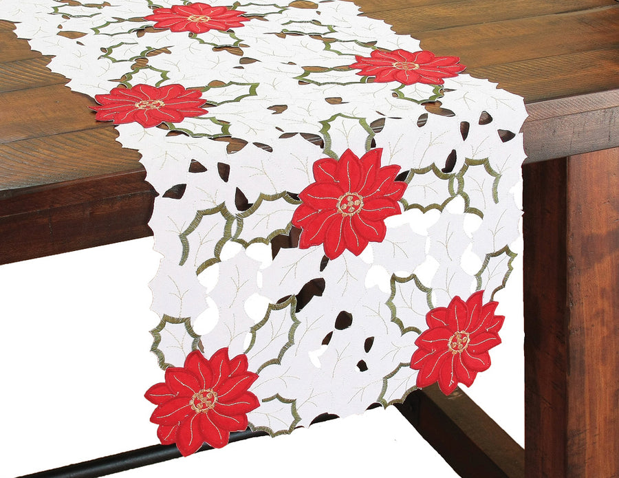 XD13024 Holiday Poinsettia Table Runner