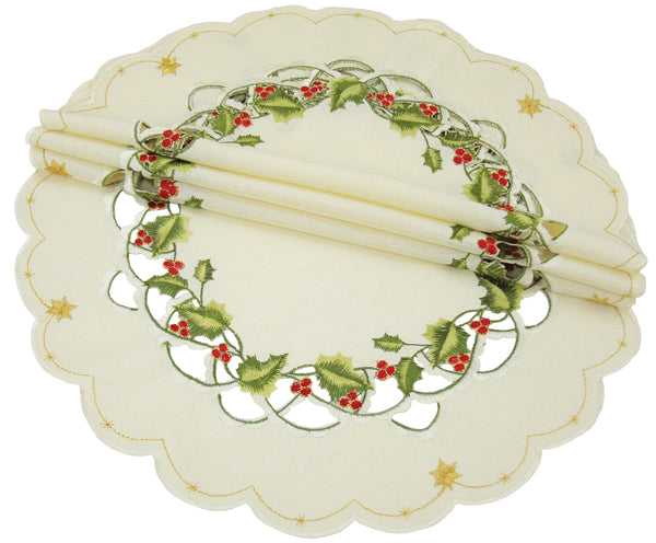 XD13188 Winter Berry Doilies Set of 4 8 Round