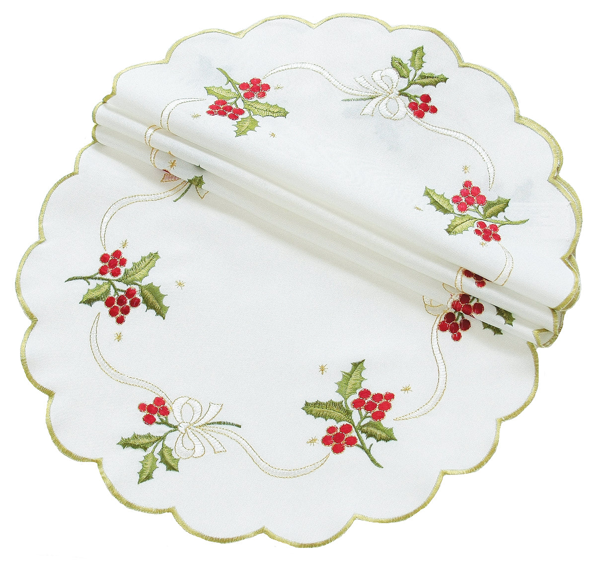 XD13401 Holly Berry Doilies Set of 4 12 Round