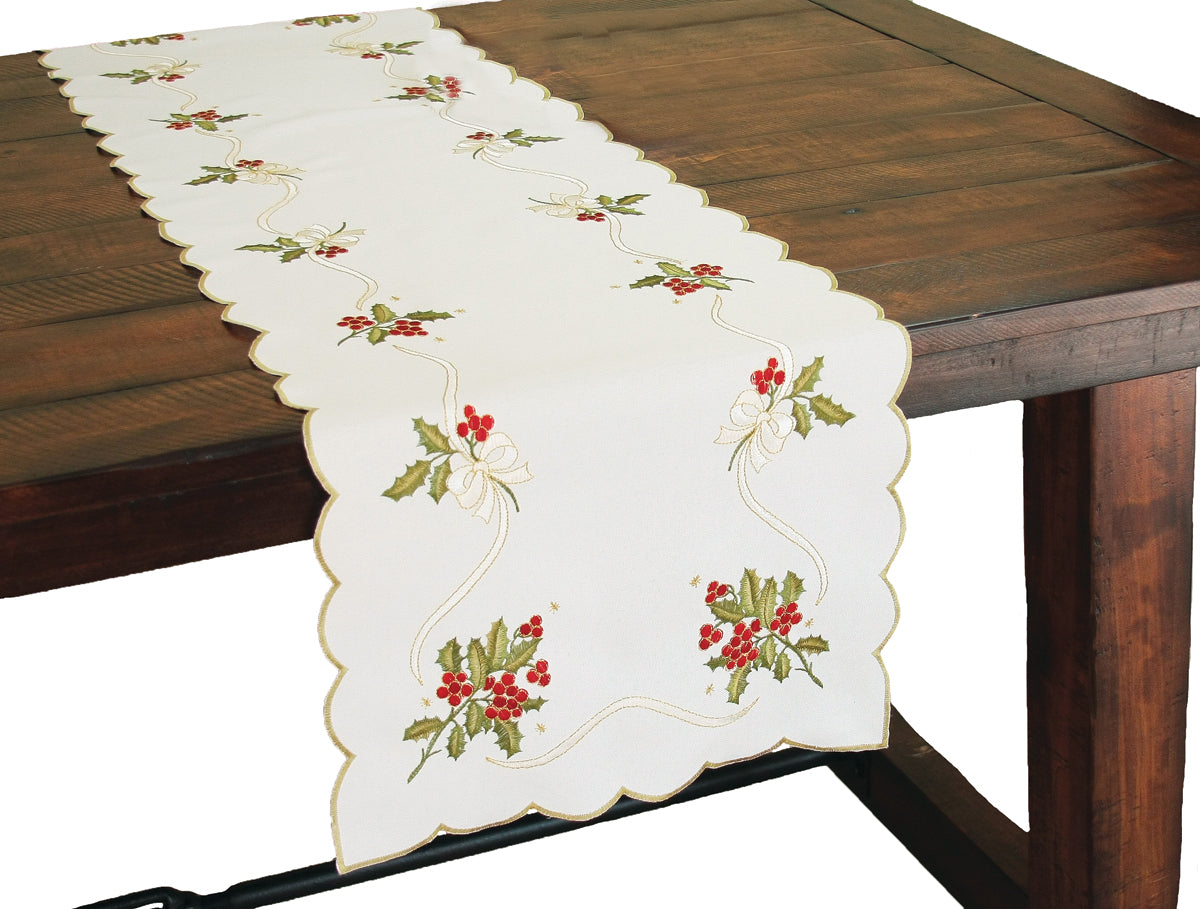 XD13401 Holly Berry Table Runner 16x34