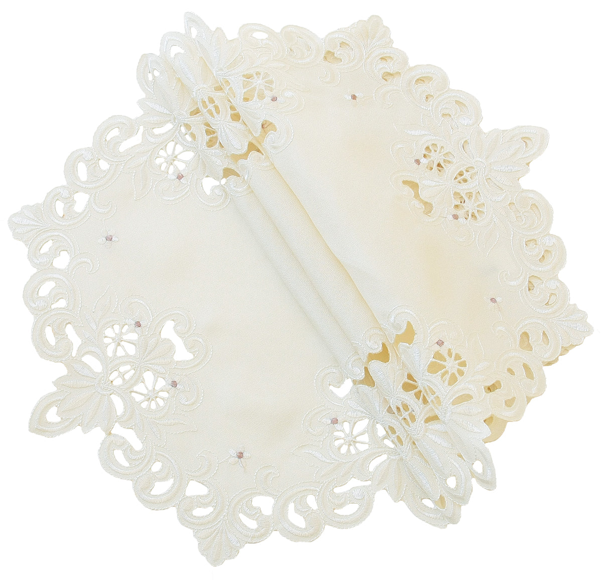 Xia Home Fashions Victorian Lace Doilies Set of 4 8 Round Taupe