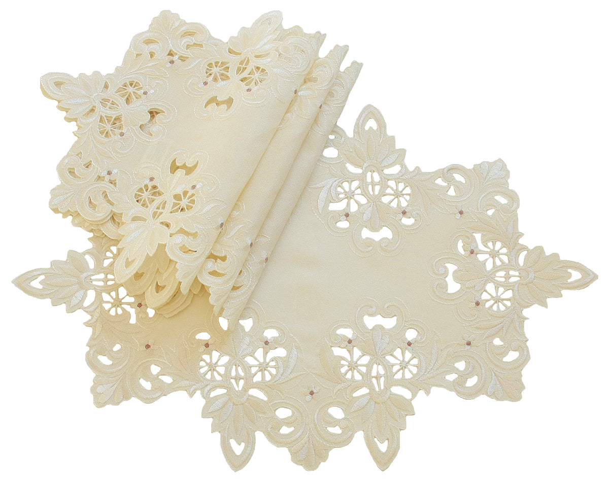 Xia Home Fashions Victorian Lace Placemats Set of 4 12x18 Taupe