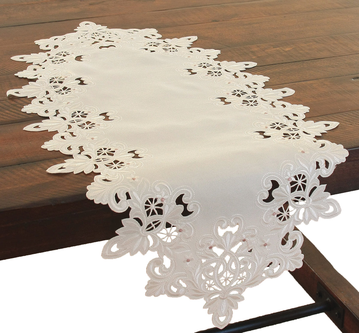 Xia Home Fashions Victorian Lace Table Runner 16x34 Taupe