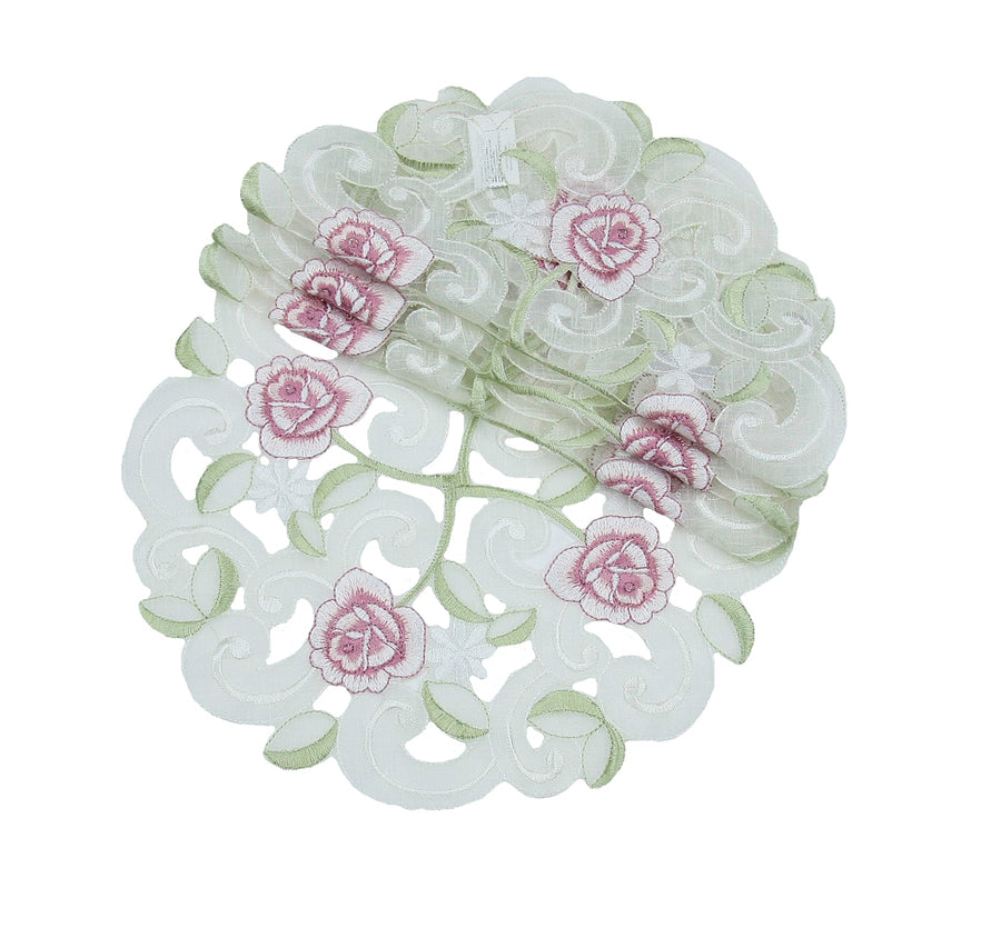 XD14008 Dainty Rose Doilies, Set of 4