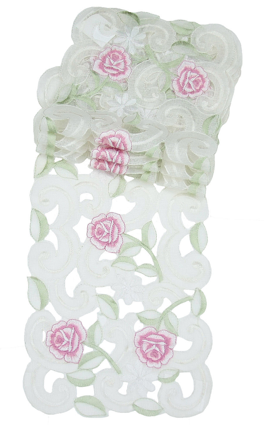 Xia Home Fashions Dainty Rose Traycloths Embroidery Cutwork 8x15 Set of 4 Off White