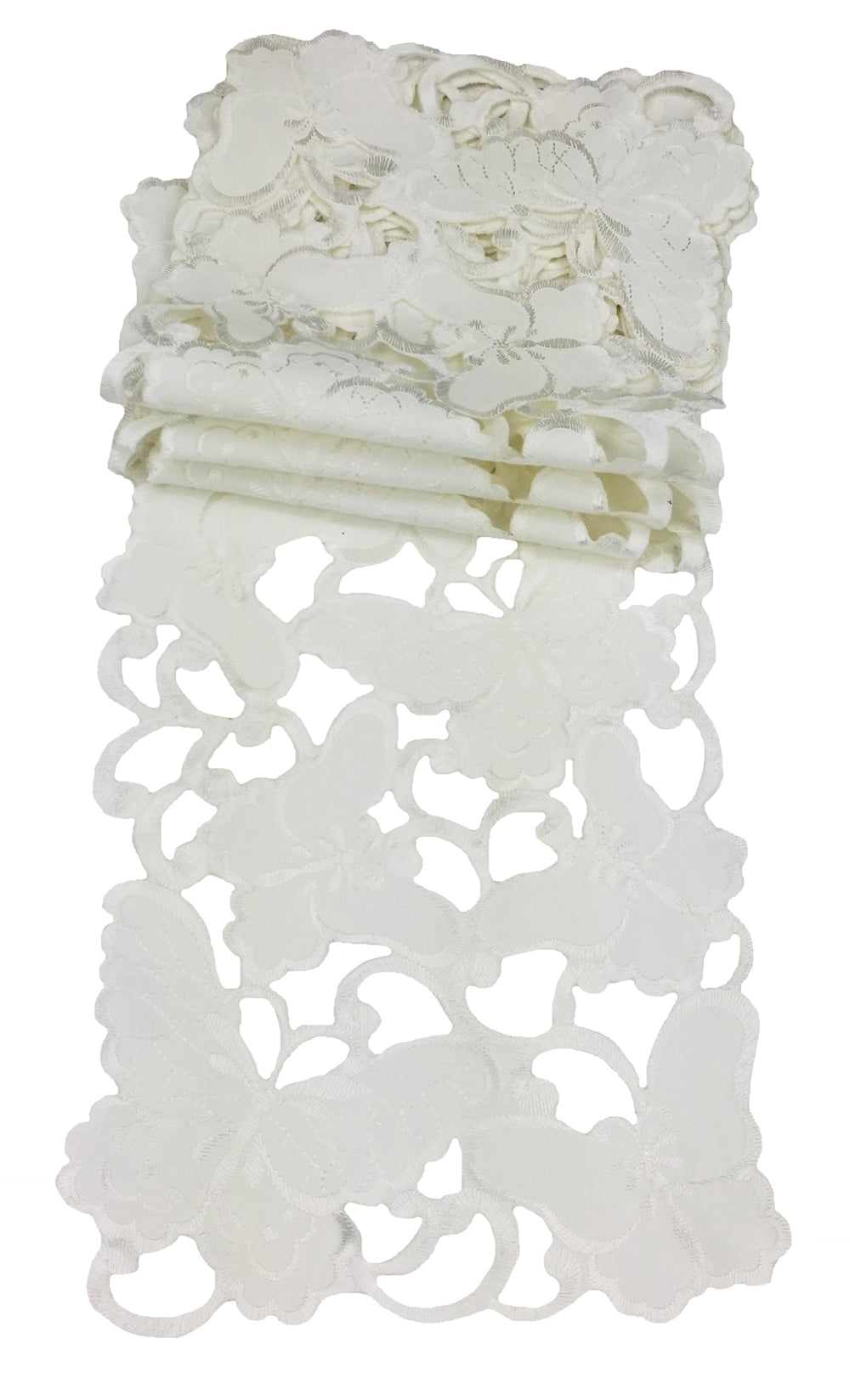 Xia Home Fashions Mariposa Traycloths Embroidery Cutwork 8x15 Set of 4 Off White