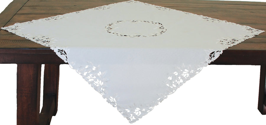 XD14025 Arietta Embroidered Table Topper,34"x34"