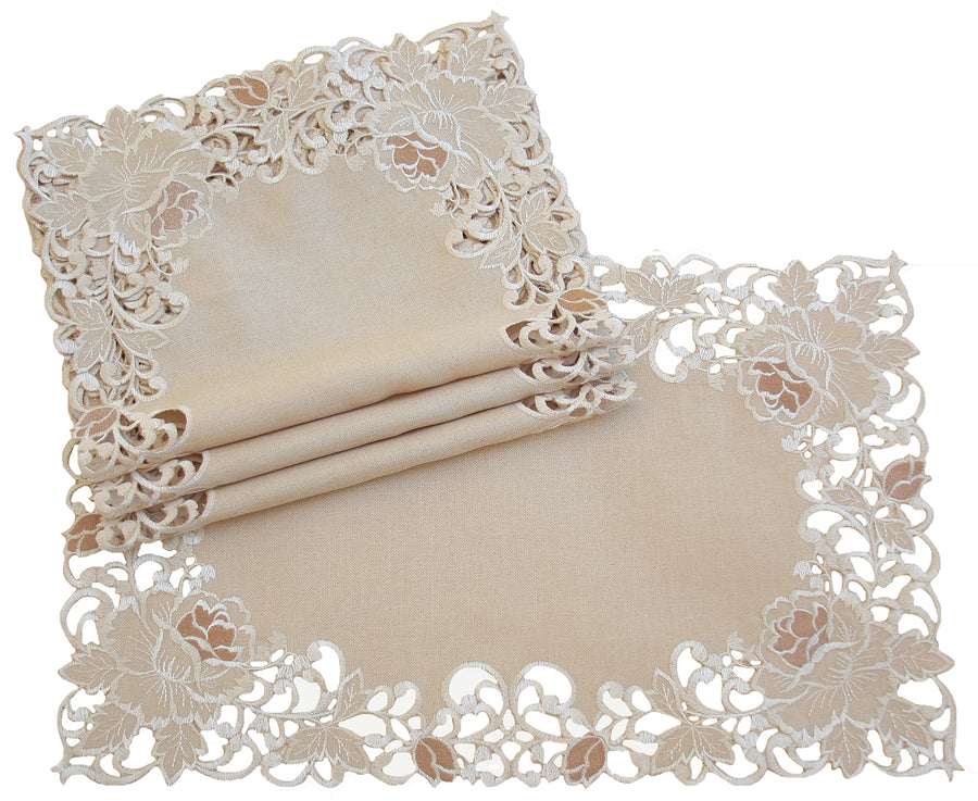 XD14039 Scrolling Rose Placemats, 12"x18", Set of 4
