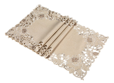 XD14039 Scrolling Rose Placemats, 12"x18", Set of 4