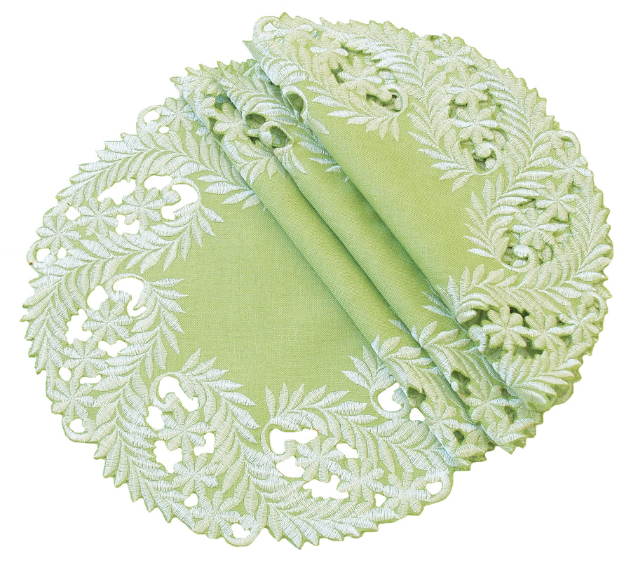 XD14208 Laurel Doilies,Set of 4, Green