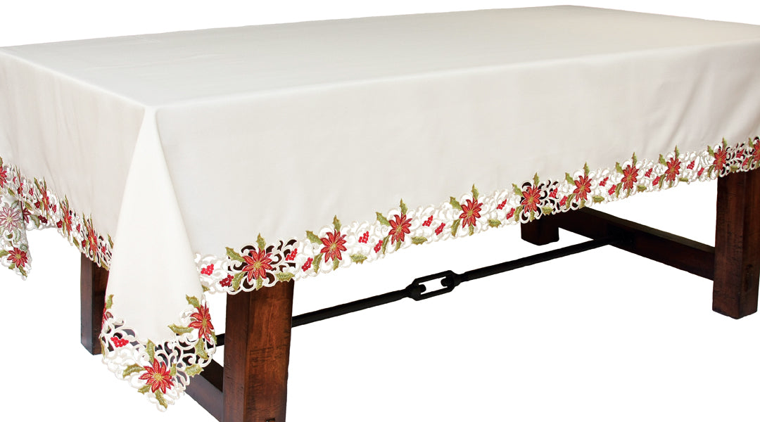 XD14782 Poinsettia Lace Tablecloth 60x84