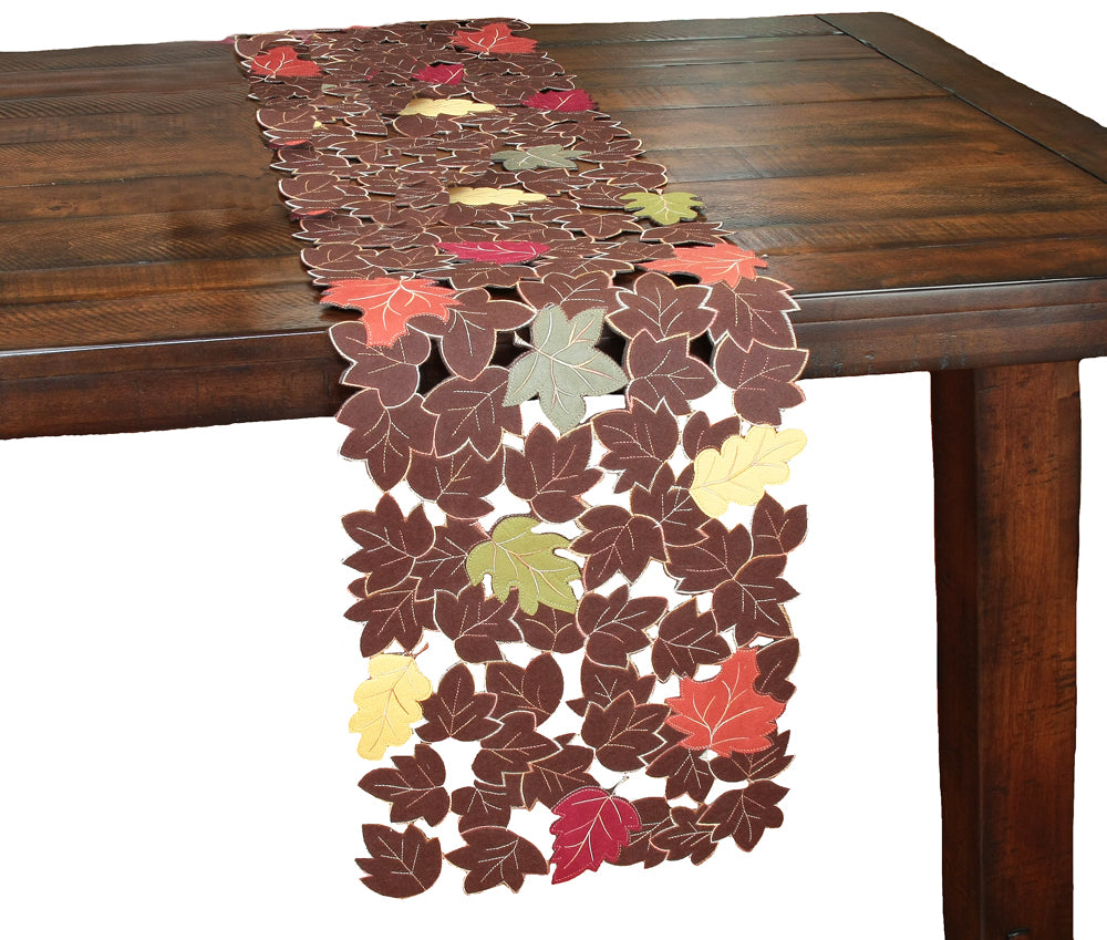 XD14991 Forest Blanket Embroidered Cutwork Table Runner 16x36