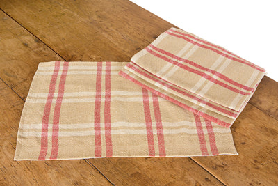 Xia Home Fashions Linen Check Placemats Yarn Dyed Fringe 14x20 Natural Set of 4