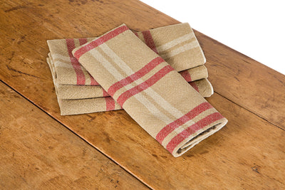 Xia Home Fashions Linen Check Tea Towels Yarn Dyed 14x22 Natural Set of 4