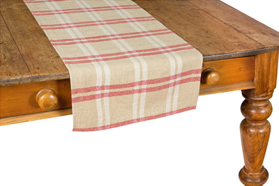 Xia Home Fashions Linen Check Table Runner Yarn Dyed 16x36 Natural
