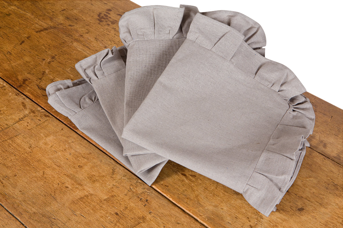 Xia Home Fashions Ruffle Trim Napkins 20x20 Taupe Set of 4