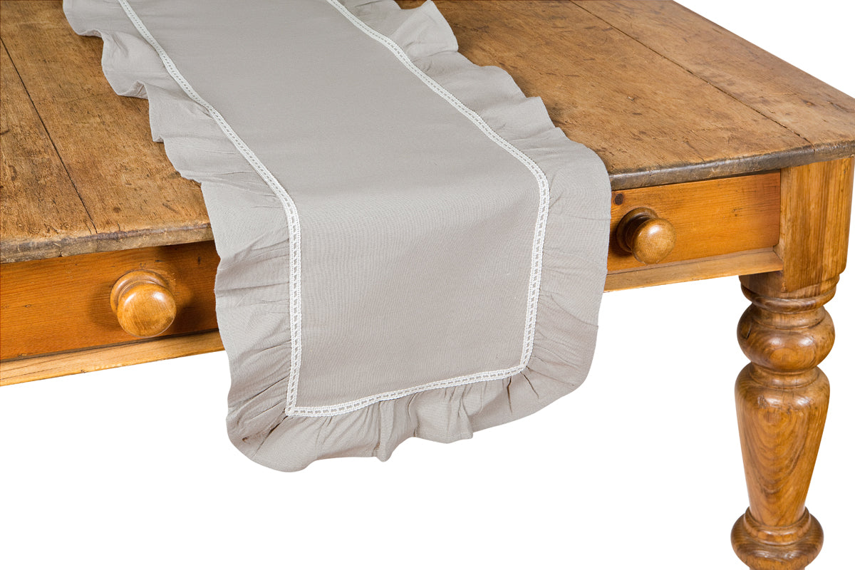 Xia Home Fashions Hemstitch Ruffle Trim Table Runner 16x54 Taupe