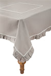 XD15110 Ruffle Trim W/White Lace Tablecloth