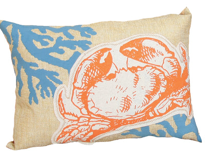 Xia Home Fashions Applique Crab Pillow 13x18 Sand