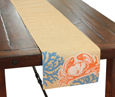Xia Home Fashions Applique Crab Table Runner 13x72 Sand