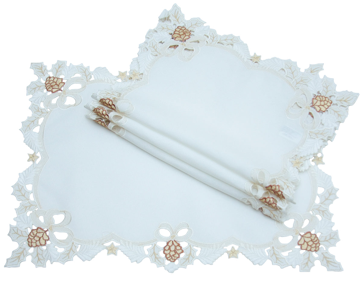 XD15807 Gilded Pines Doilies Set of 4 12 Inch Round