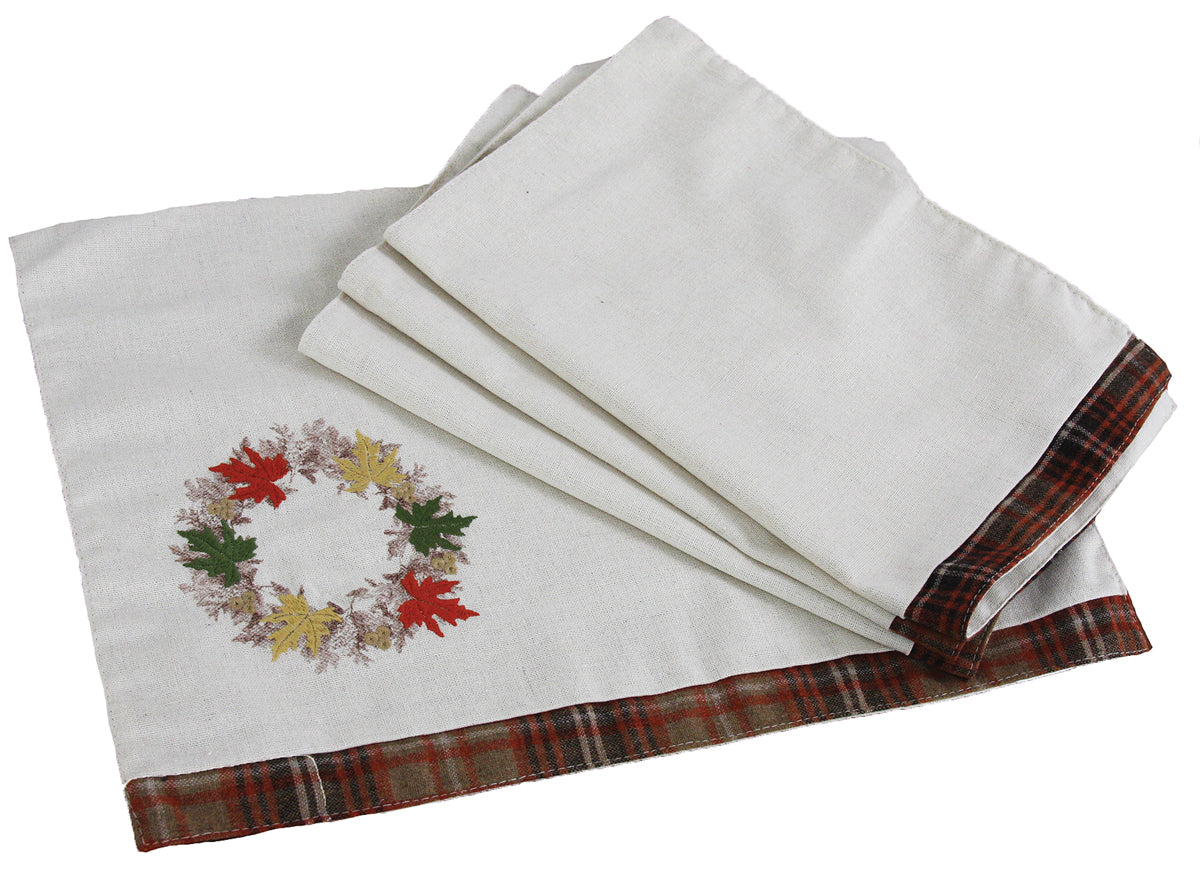 XD15833 Maple Wreath Embroidered Table Runner 13x108