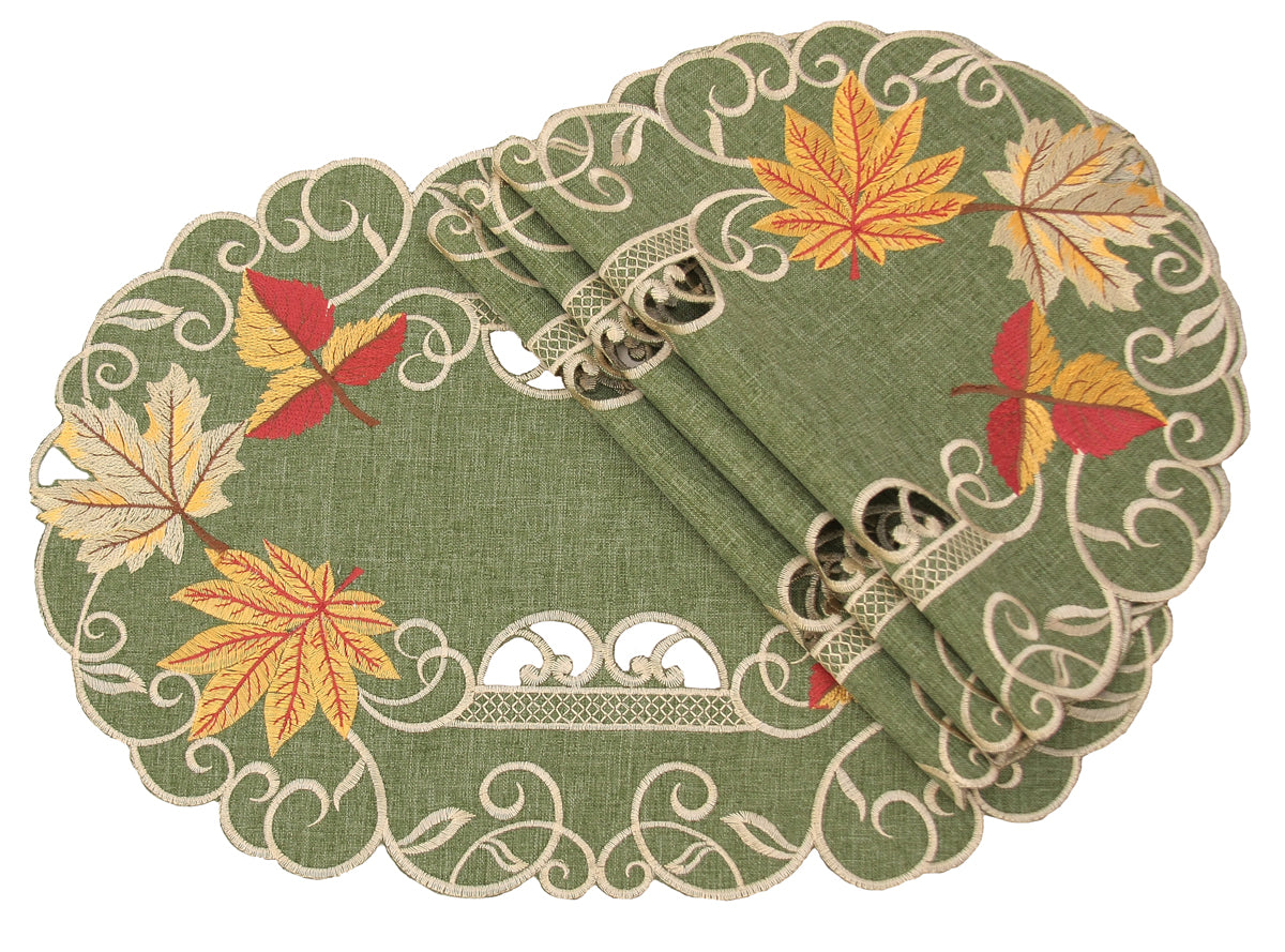 XD160915 Delicate Leaves Placemats, 13"X19", Set of 4
