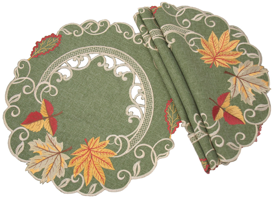 XD160915 Delicate Leaves Doilies, Set of 4