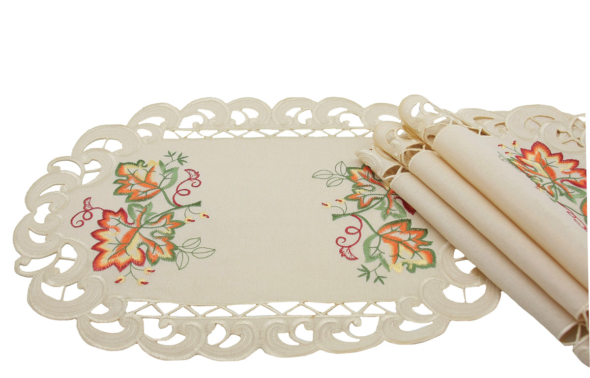 XD160919 Thankful Leaf Placemats, 13"x19", Set of 4