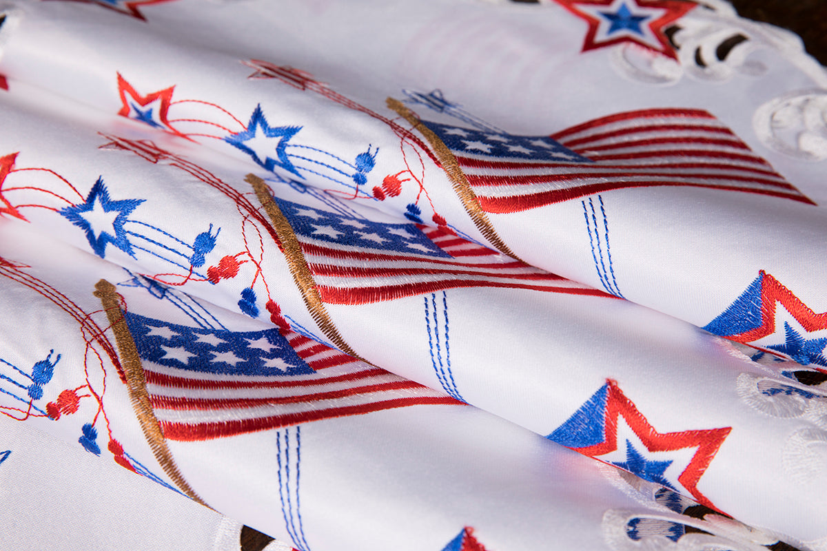 XIA HOME FASHIONS Star Spangled Embroidered Cutwork Placemats Set of 4 13x19