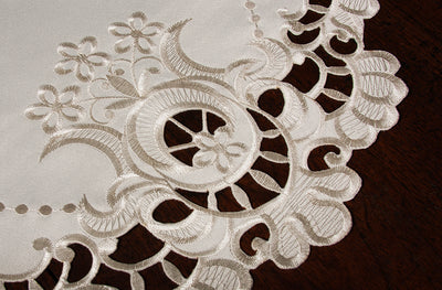 XD17106 Scalloped Lace Placemats, 15" Rnd, Set of 4
