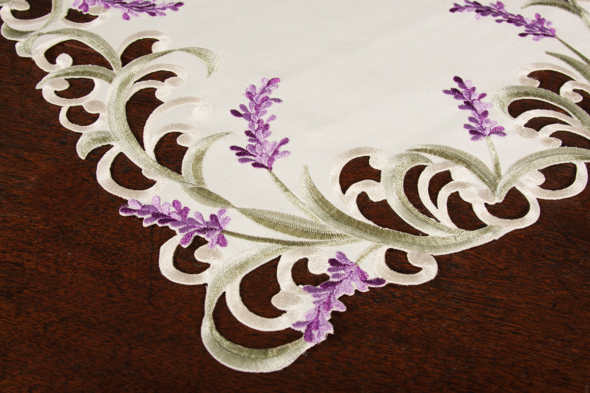 Xia Home Fashions Lavender Lace Embroidered Cutwork Placemats Set of 4 13x19