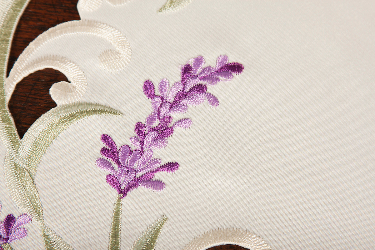 Xia Home Fashions Lavender Lace Embroidered Cutwork Placemats Set of 4 15" Round