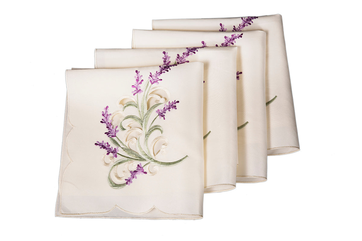 XD17107 Lavender Lace Napkins,20"x20", Set of 4