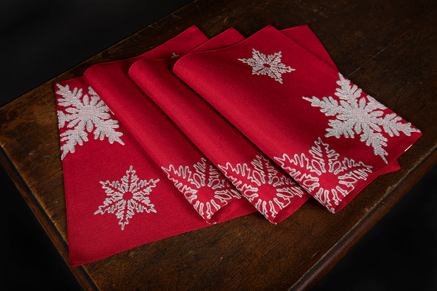XD17141 Glisten Snowflake Placemats,14"x20", Set of 4